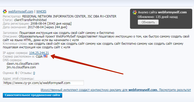 Получение информации о домене